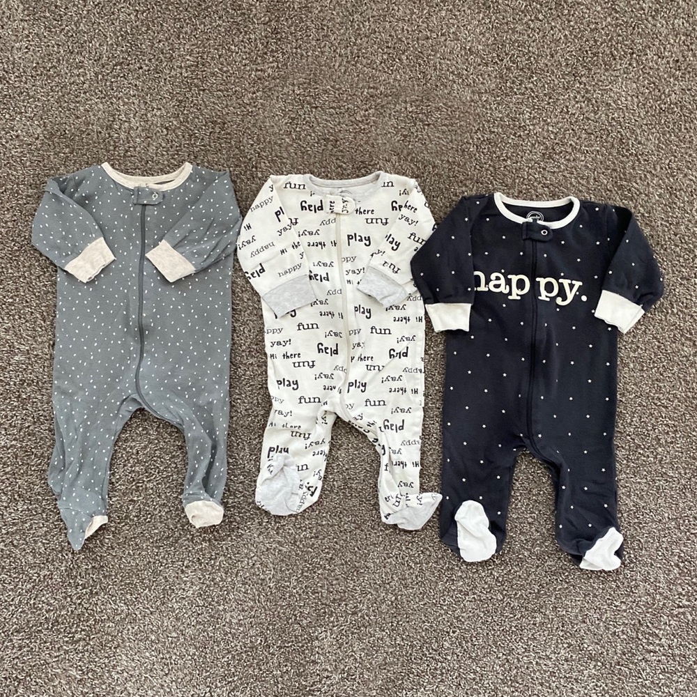 Lot of baby boy footed pajamas